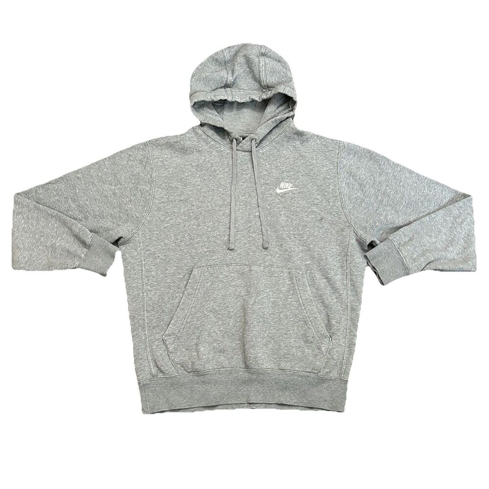 Nike Hoodie Mens Small Gray Club Fleece Pullover Swoosh Logo Kangaroo BV2654-063